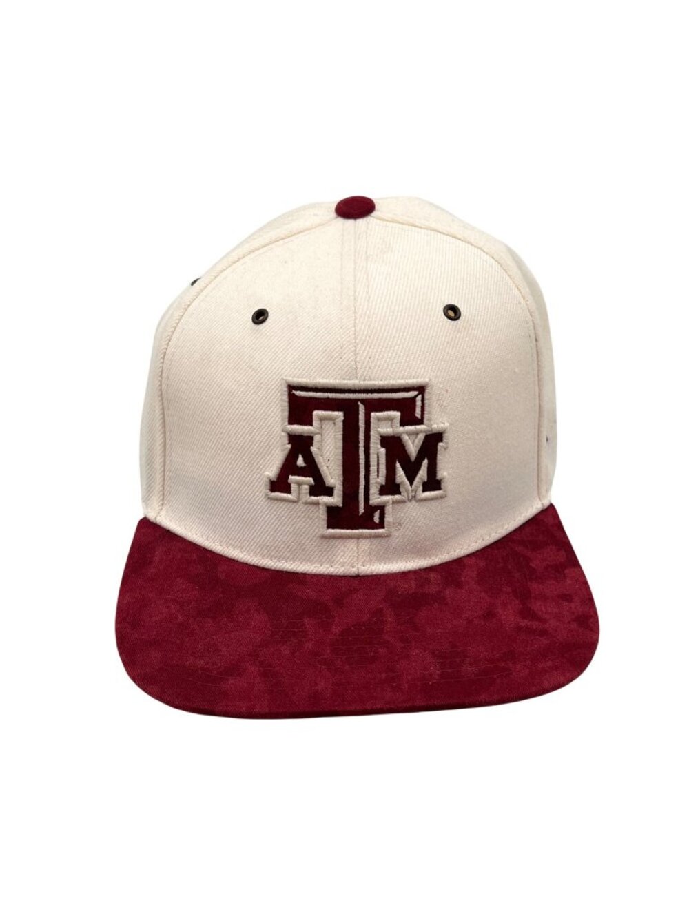 Texas A&M Zephyr Snapback Cap Maroon Suede Brim & Embroidered Logo Wool Blend